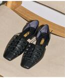 《予約》GRISEレザースクエアカットワークレースアップフラット