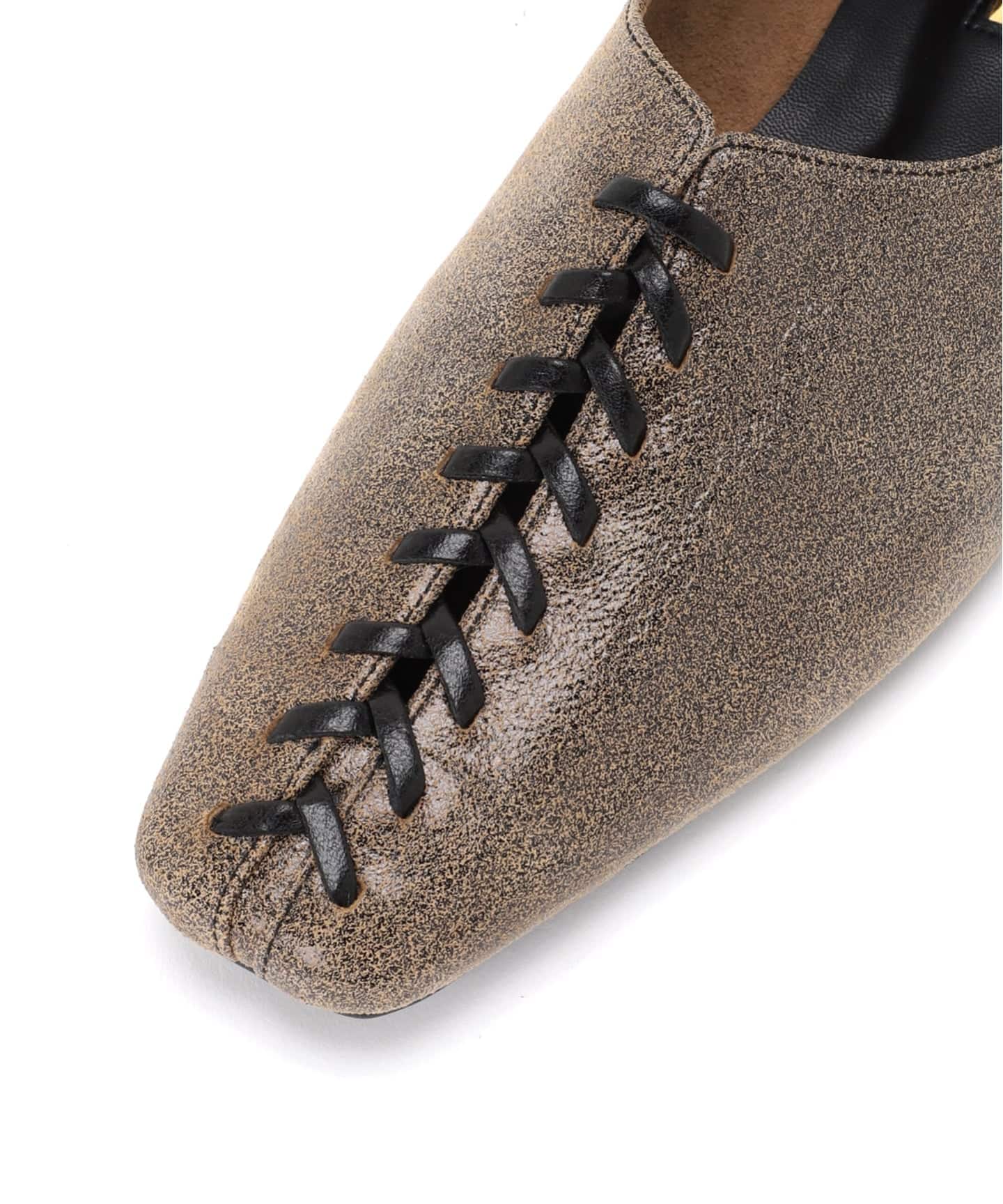 予約/WEB+一部店舗限定》GRISEレザースクエアBRAIDEDフラット