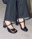 GRISE6cmレザーアシメオープントゥサンダル