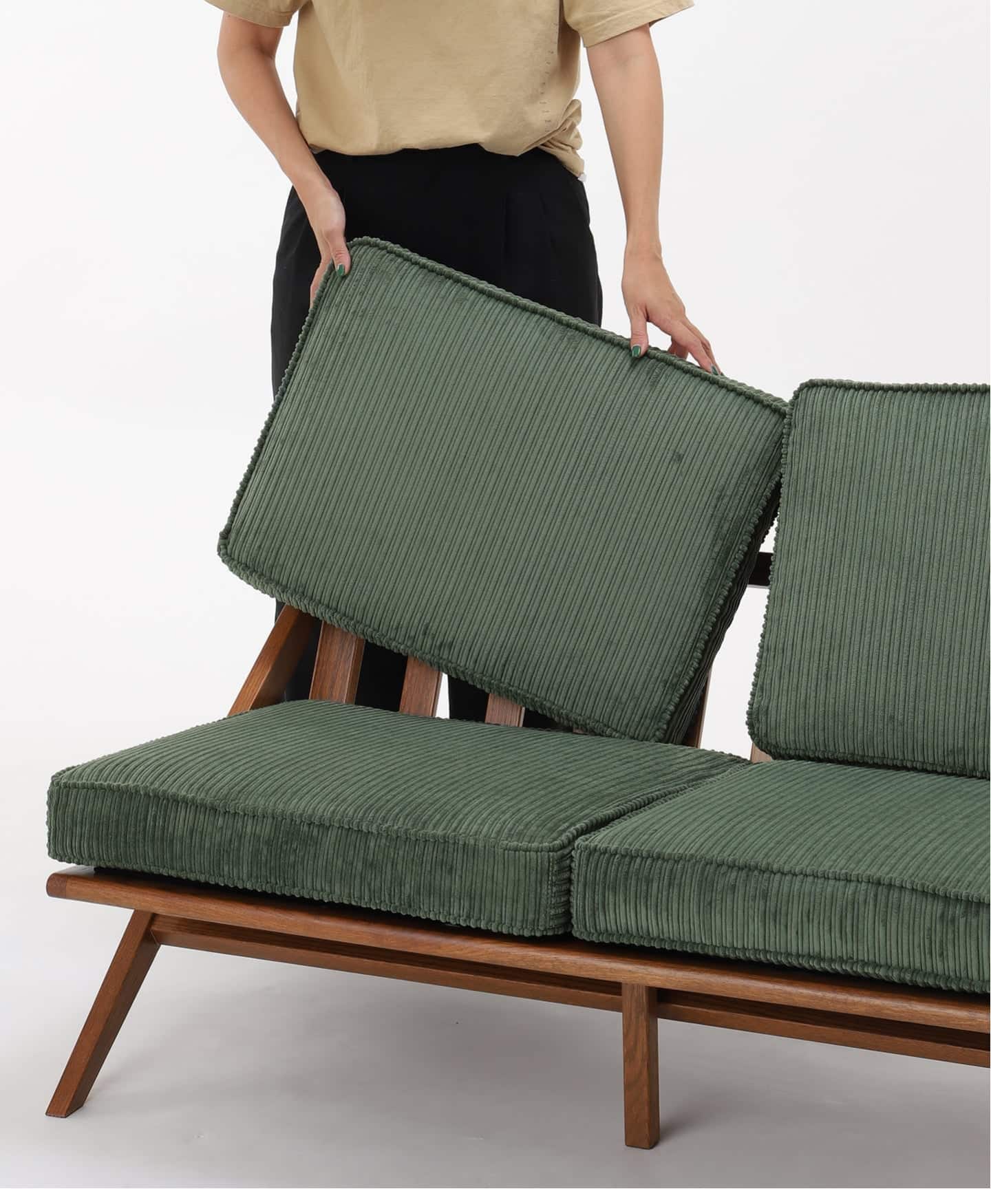 予約》《大型商品》GHENT SOFA 2P corduroy GREEN ヘントソファ