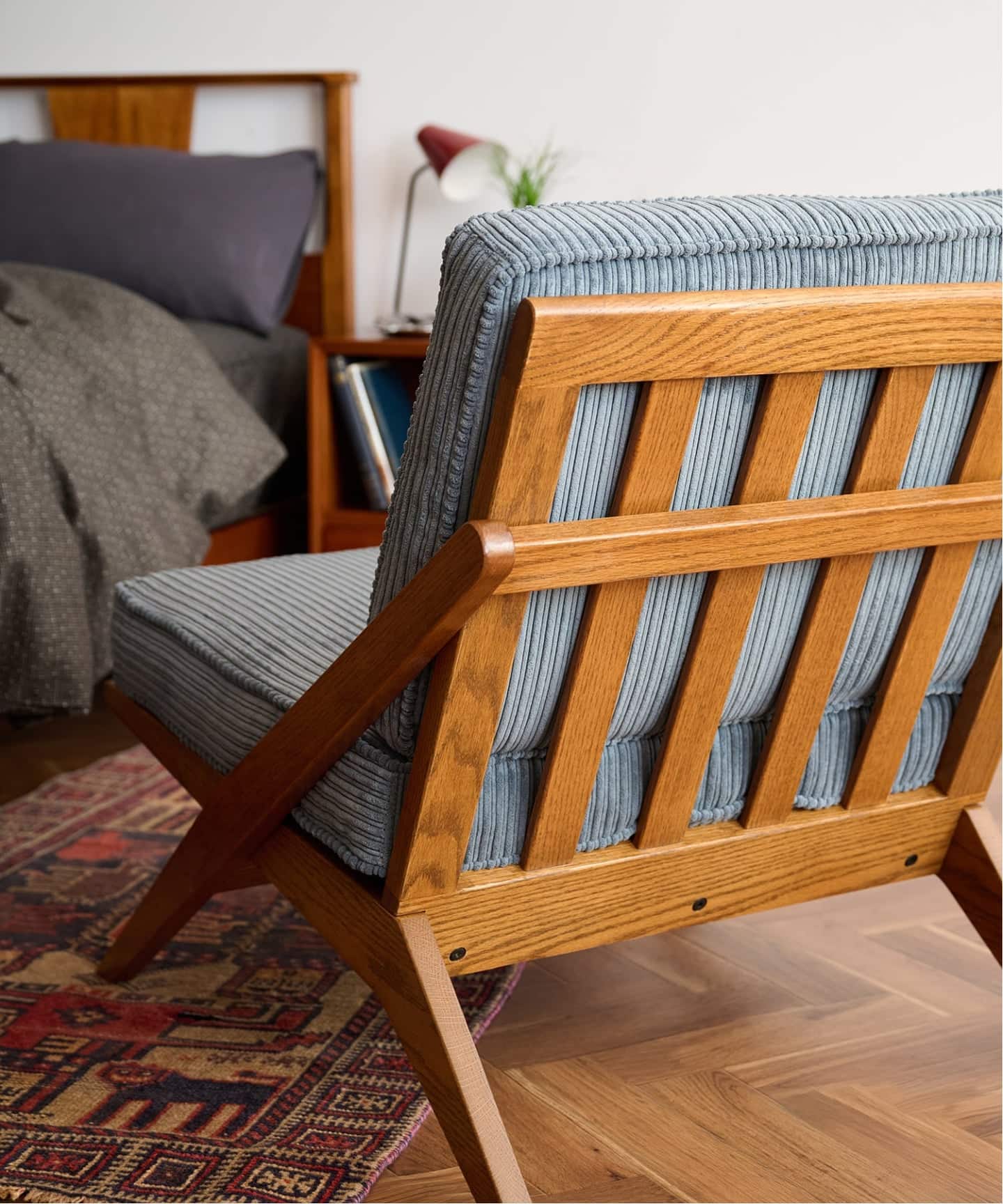 予約》《大型商品》GHENT LOUNGE CHAIR corduroy BLUE GRAY ヘント