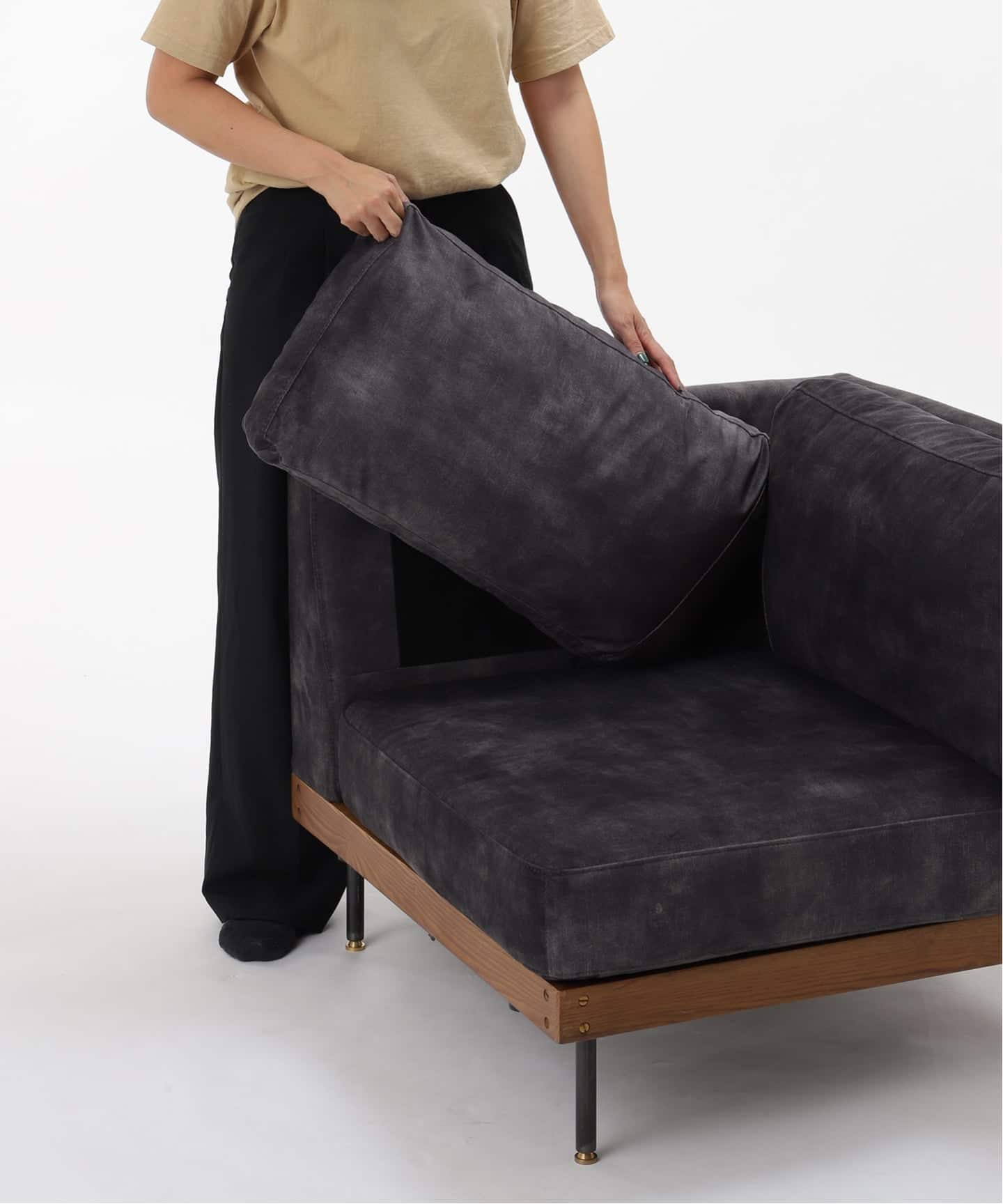 予約》《大型商品》LILLE CORNER SOFA 2ND VELVET BK リルコーナー