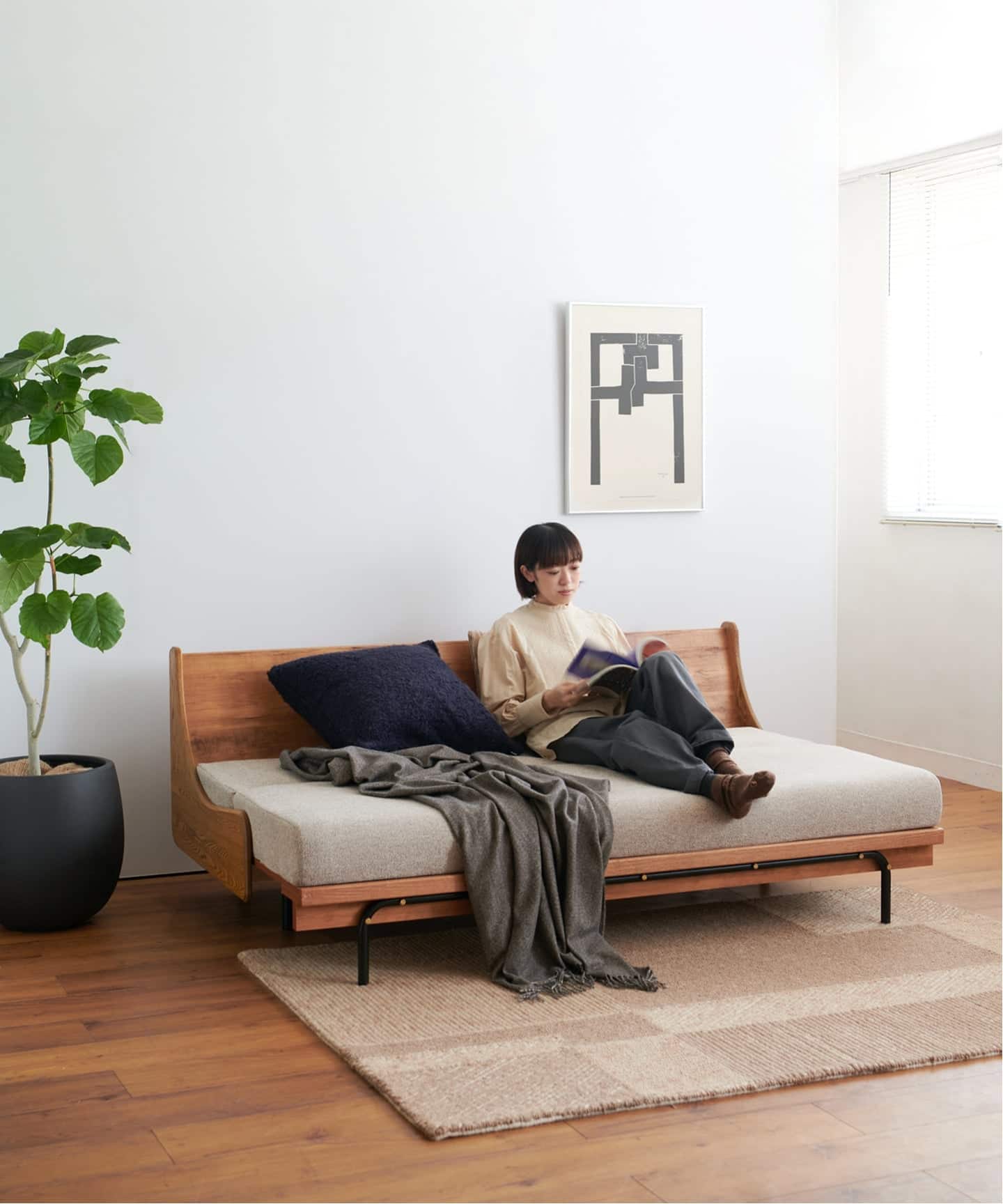 予約》《大型商品》HABITAT SOFA BED 180cm BEIGE ハビタソファ ベット