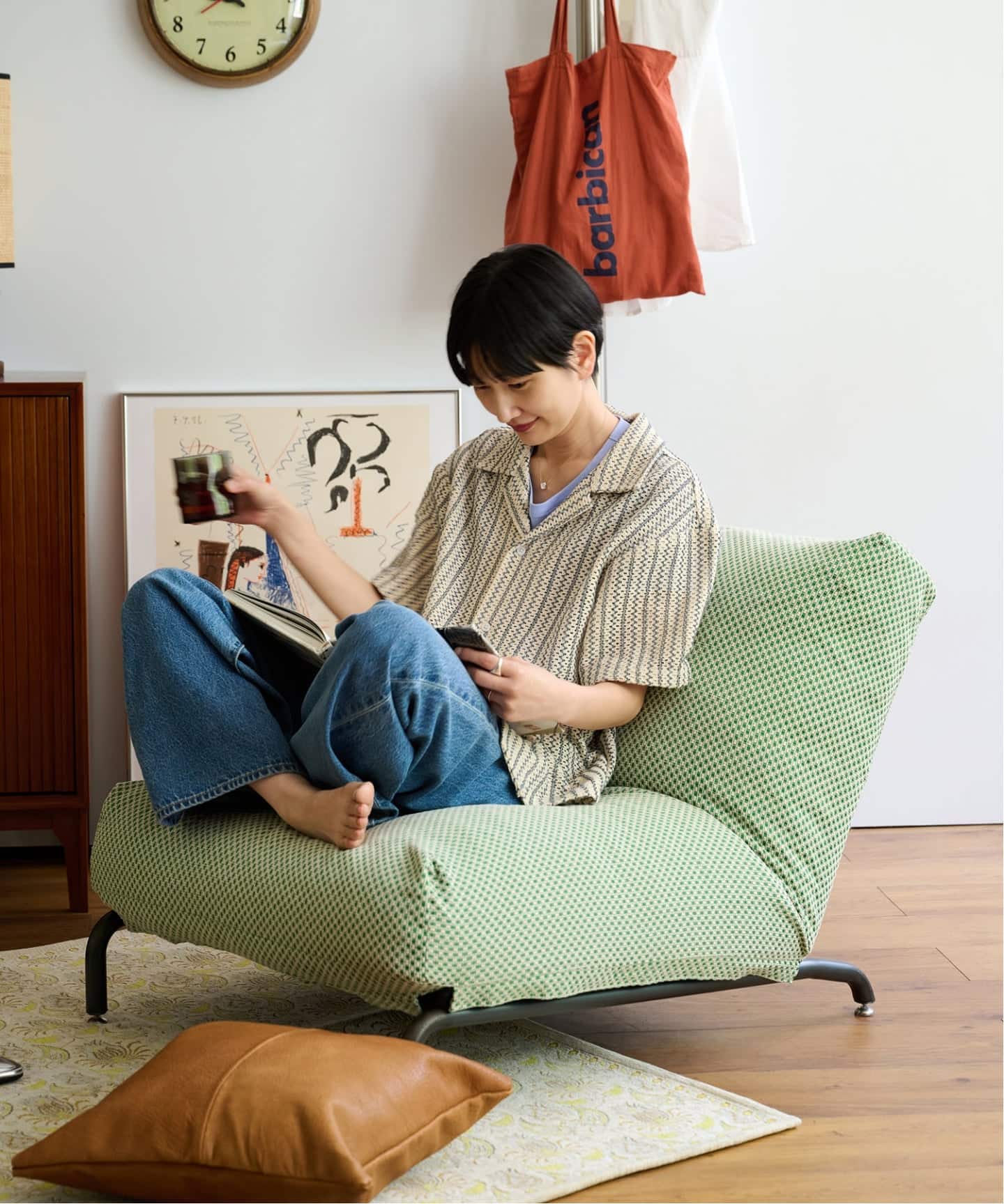 RODEZ CHAIR COVER F-CHK(GRN) ※カバーのみ ロデカバー（ソファ