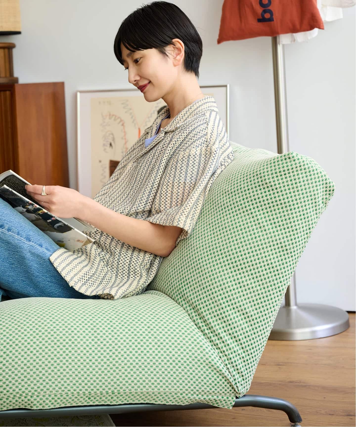 RODEZ CHAIR COVER F-CHK(GRN) ※カバーのみ ロデカバー（ソファ