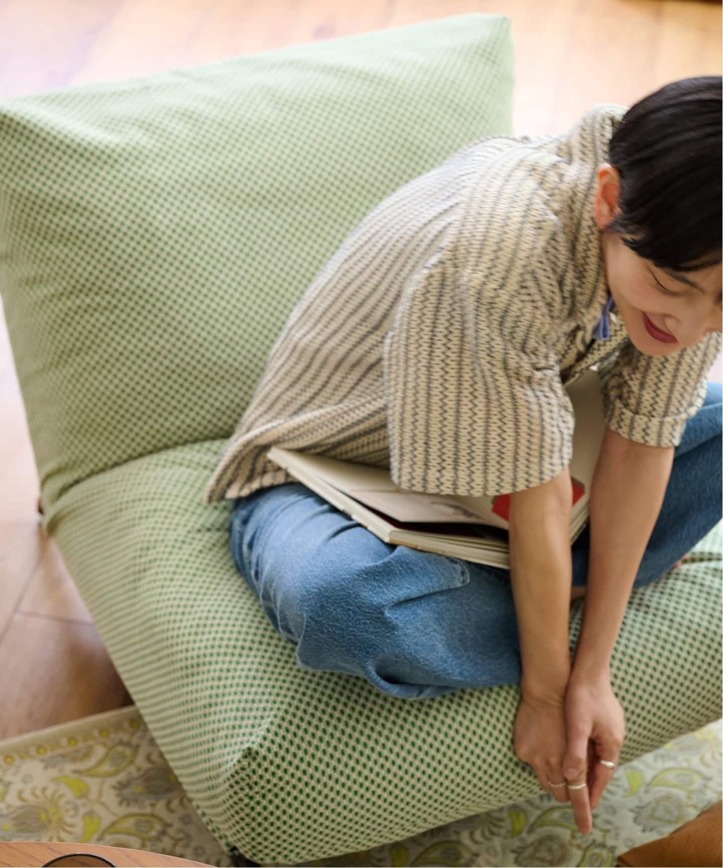 RODEZ CHAIR COVER F-CHK(GRN) ※カバーのみ ロデカバー（ソファ